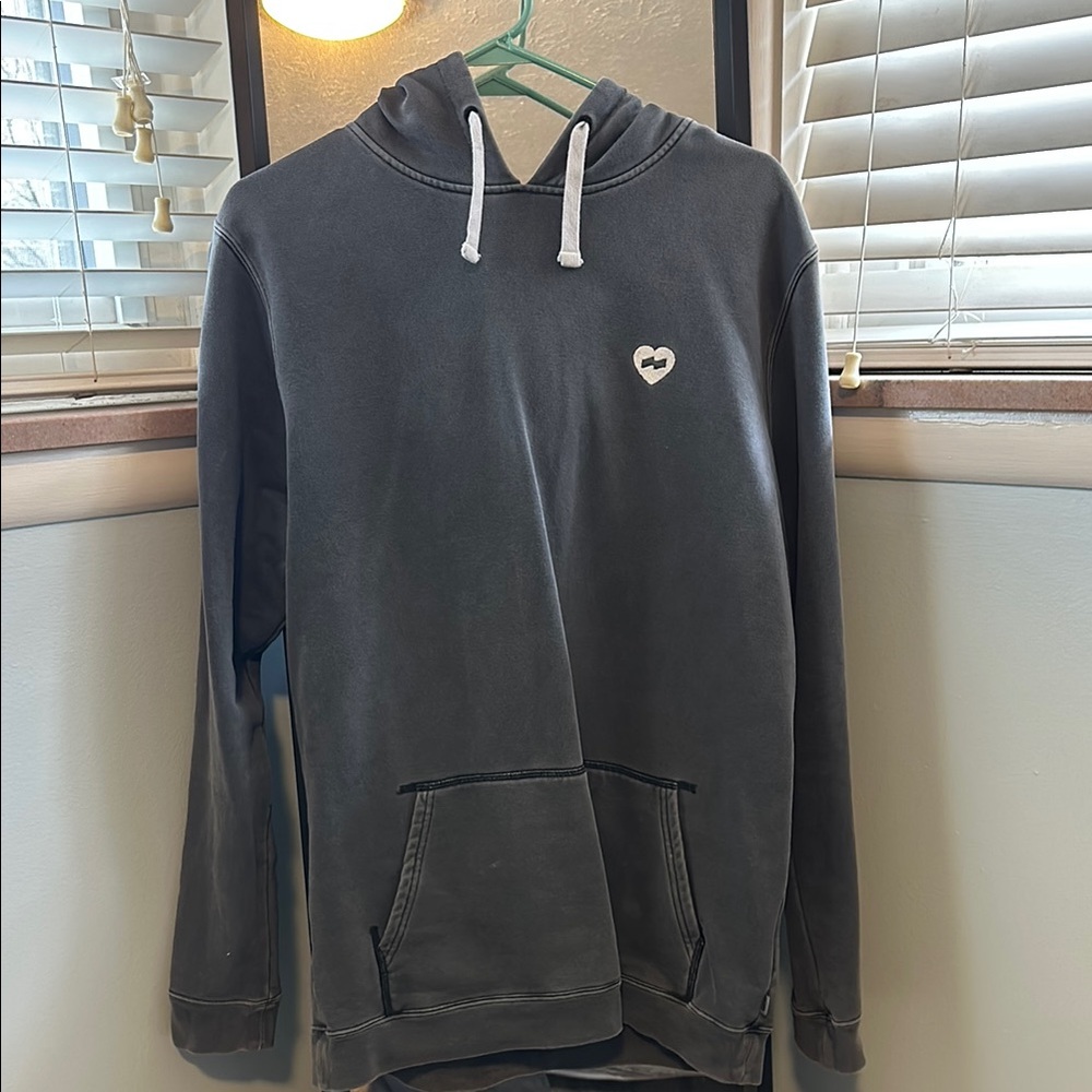 Black Pullover Hoodie with Drawstring and Logo
